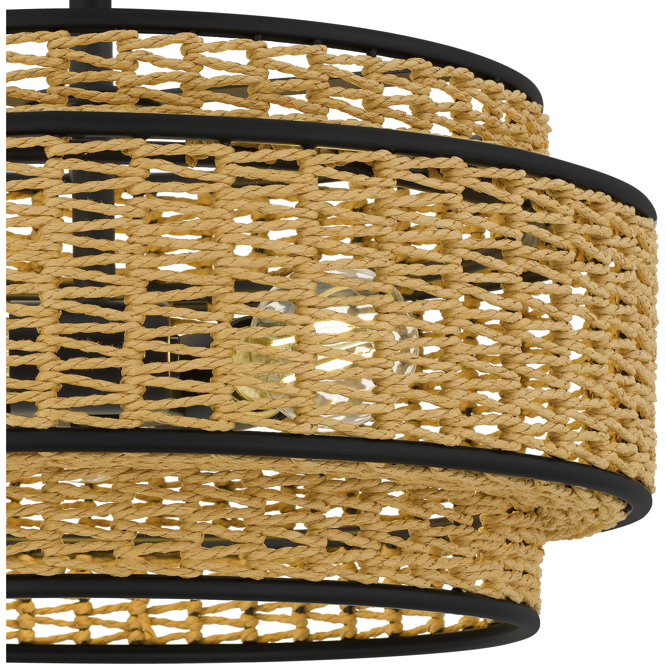 Teton 3 Light 16 inch Matte Black Semi-Flush Mount Ceiling Light