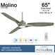 Molino 65 inch Burnished Nickel with Seashore Grey Blades Outdoor Ceiling Fan