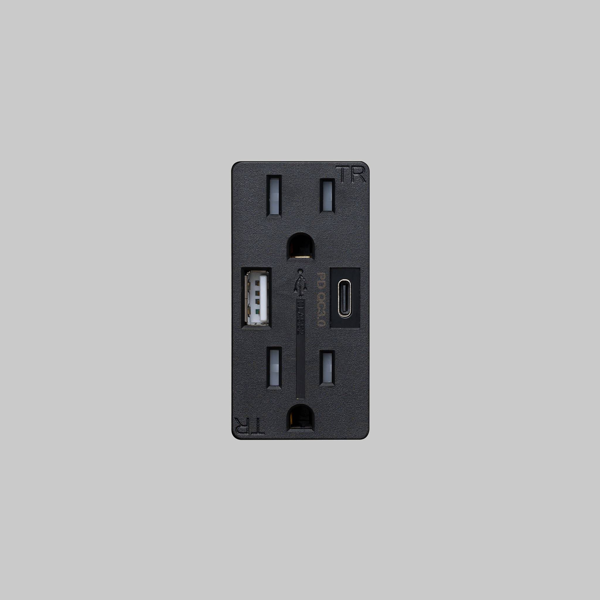 Outlet 125 Black Module, Duplex & 2 USB-A + C