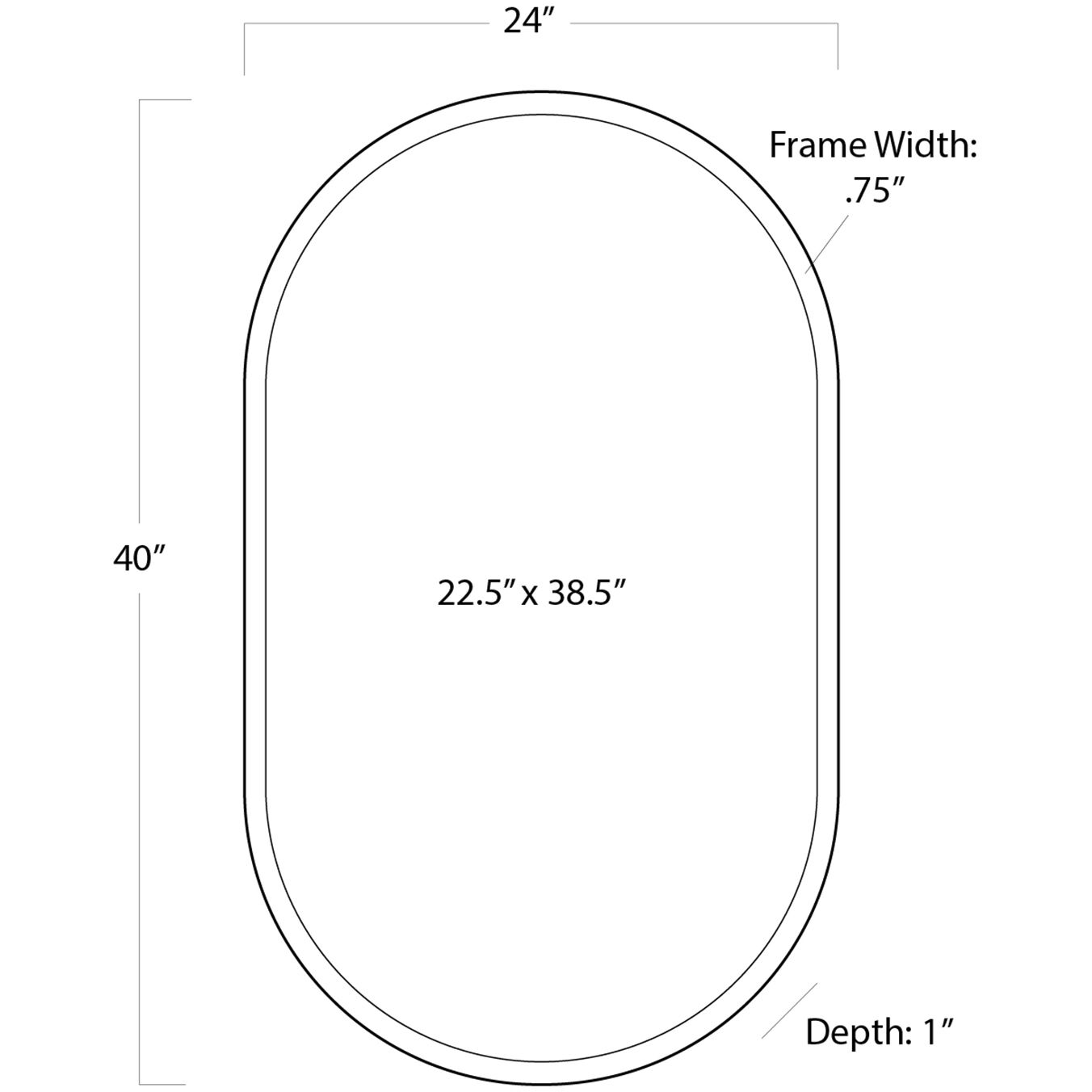 Canal 40 X 24 inch Polished Nickel Mirror