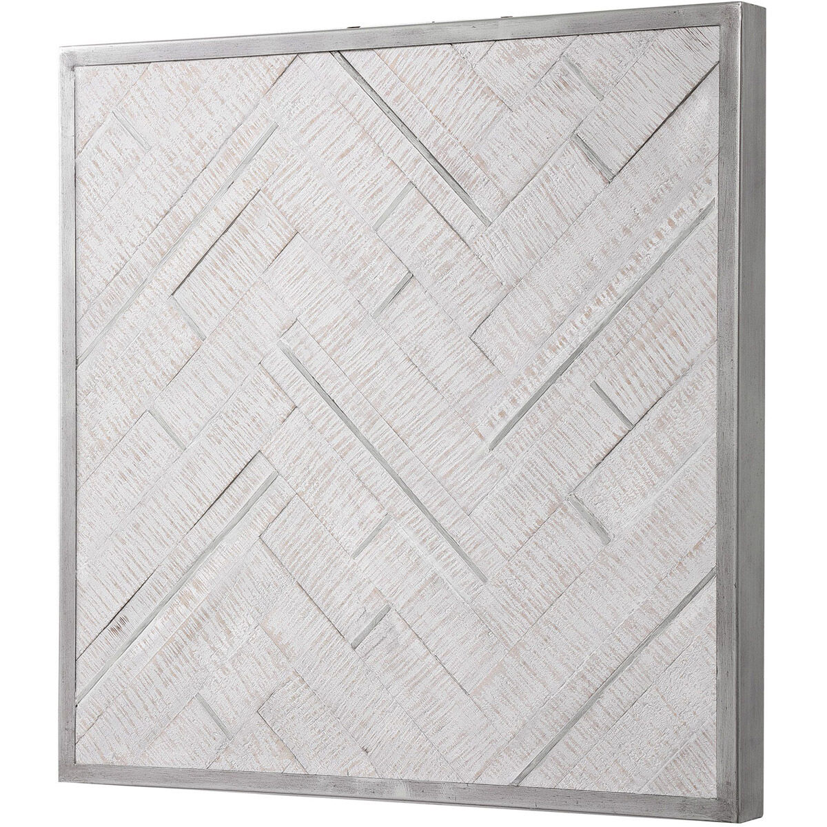 Redondo Whitewashed Pine and Silver Wood Wall Decor