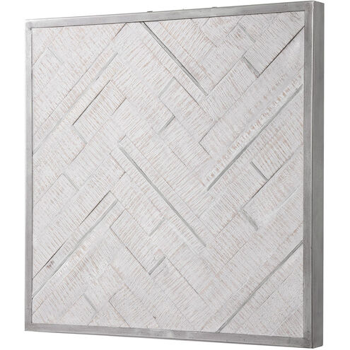 Redondo Whitewashed Pine and Silver Wood Wall Decor