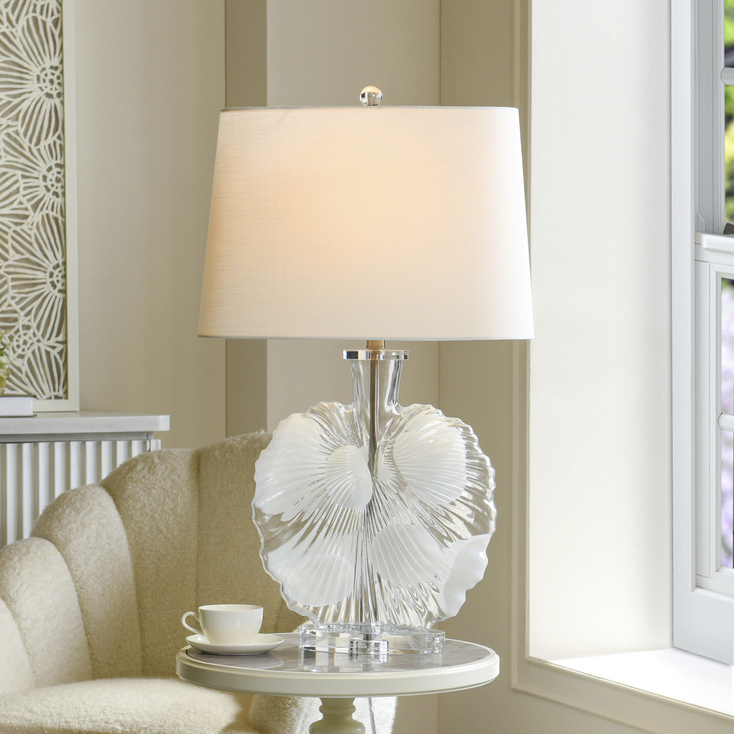 Lily 30 inch 100.00 watt Clear and White Table Lamp Portable Light