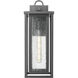 Ashland 1 Light 18 inch Matte Black Outdoor Sconce in Seedy Glass