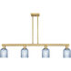 Bridal Veil Island Light Ceiling Light in Brushed Brass, Blue Glass