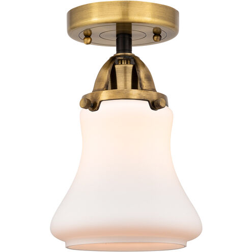 Nouveau 2 Bellmont 1 Light 6 inch Black Antique Brass Semi-Flush Mount Ceiling Light in Matte White Glass