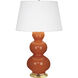 Triple Gourd 32.75 inch 150.00 watt Pumpkin Table Lamp Portable Light in Antique Natural Brass