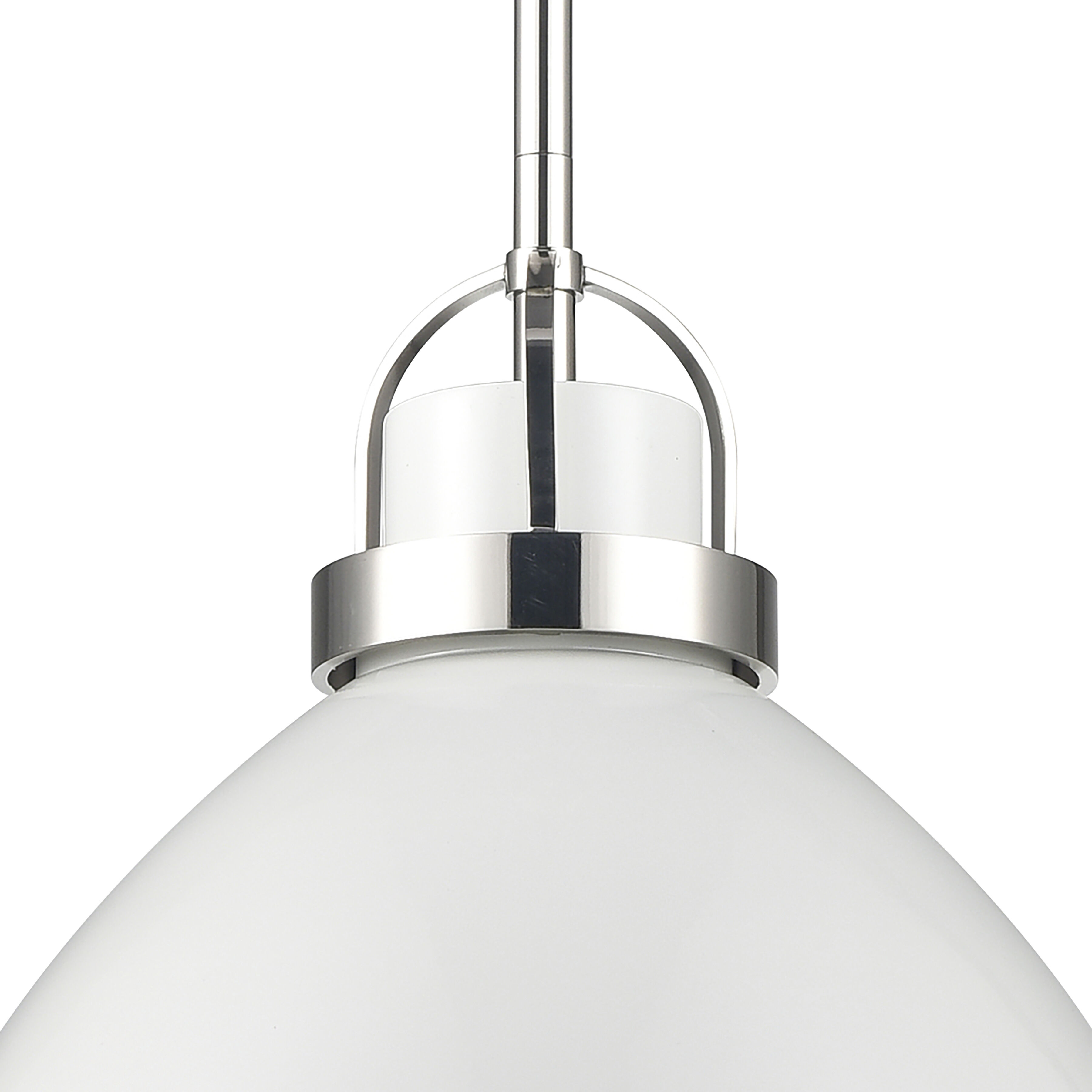Somerville Pendant Ceiling Light in Gloss White with Polished Nickel