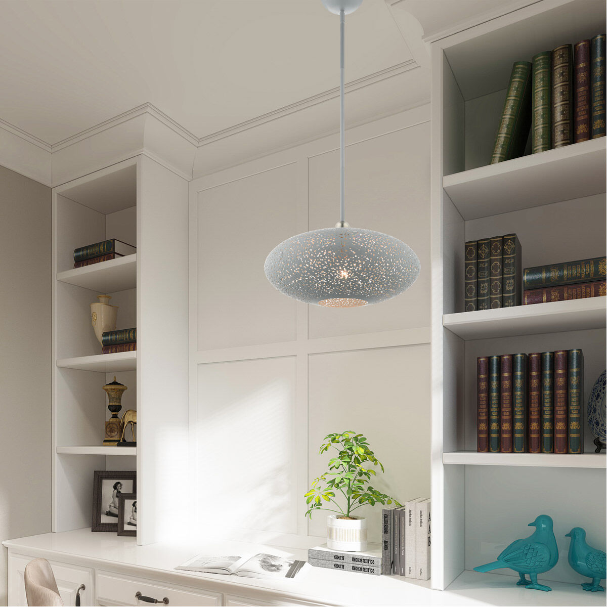 Charlton 1 Light 16 inch Nordic Gray with Brushed Nickel Accents Pendant Ceiling Light