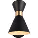Halycon 1 Light 16.6 inch Black and Golden Bath Sconce Wall Light