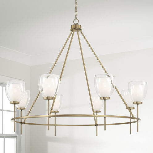 Joss 8 Light 45.5 inch Aged Brass Chandelier Ceiling Light