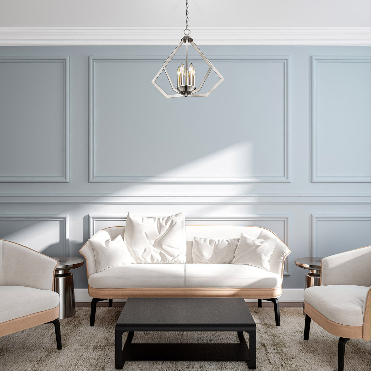 Prism 5 Light 20 inch Brushed Nickel Chandelier Ceiling Light