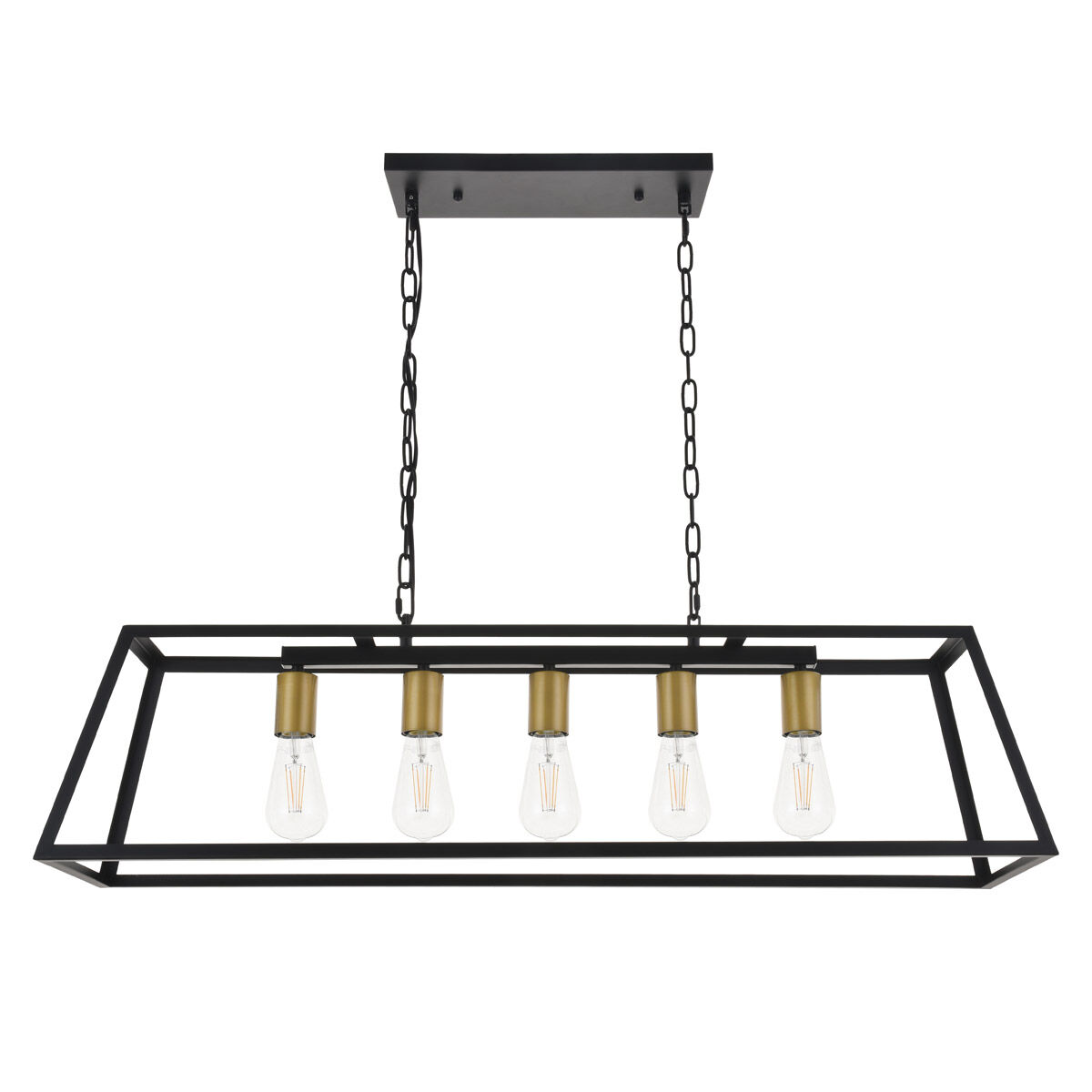 Resolute 5 Light 38 inch Brass and Black Pendant Ceiling Light