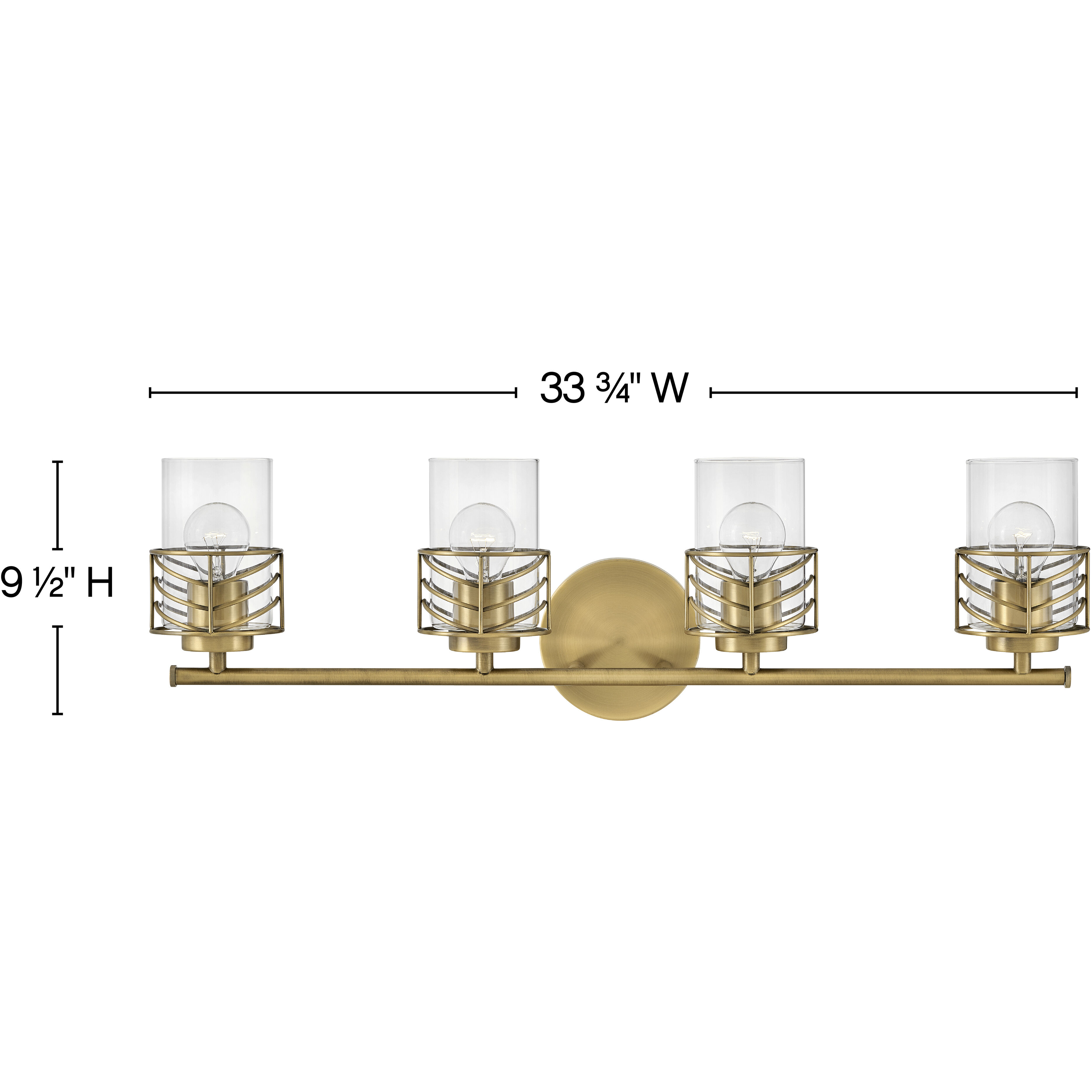 Della 4 Light 33.75 inch Lacquered Brass Vanity Light Wall Light