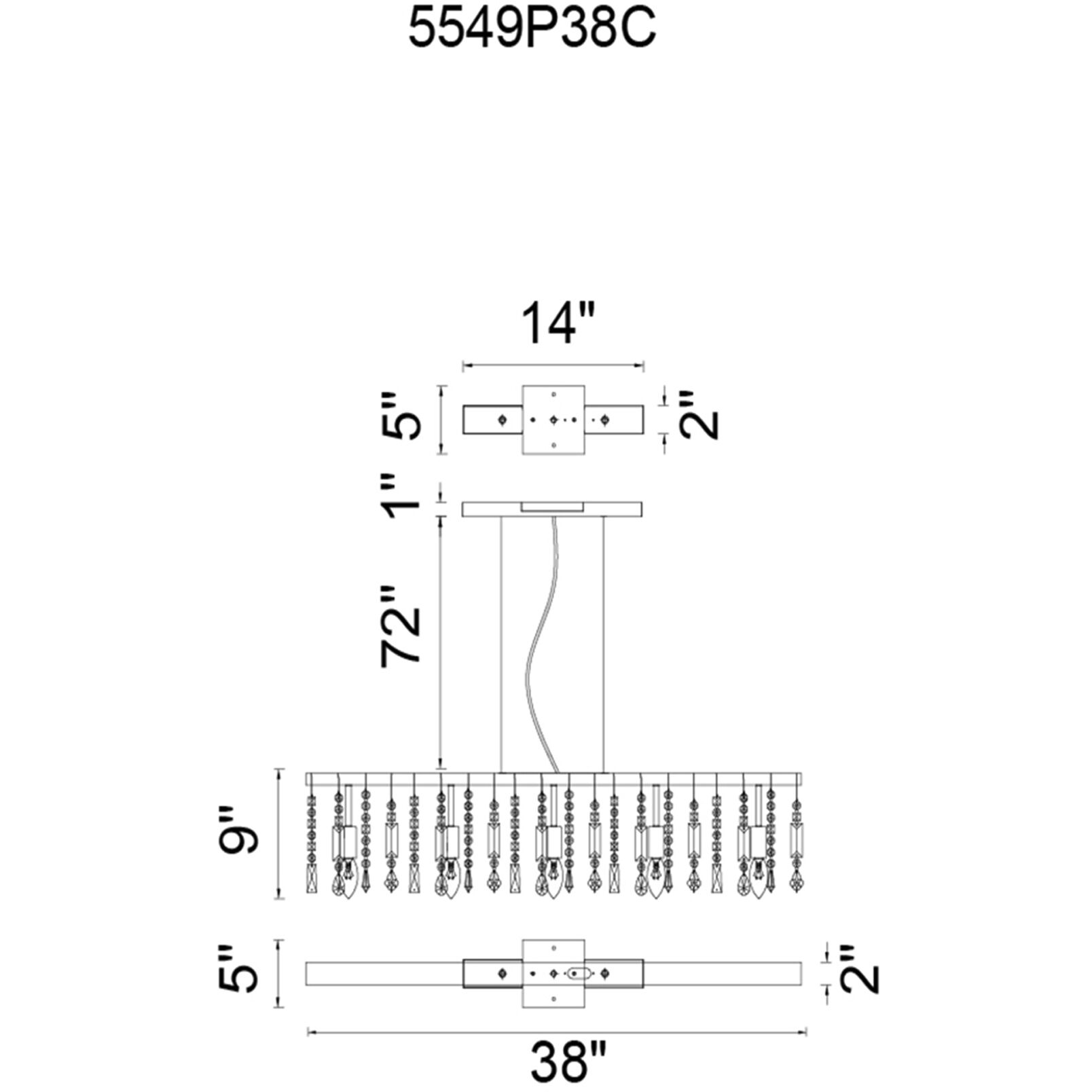 Janine 5 Light 38 inch Chrome Island/Pool Table Light Ceiling Light