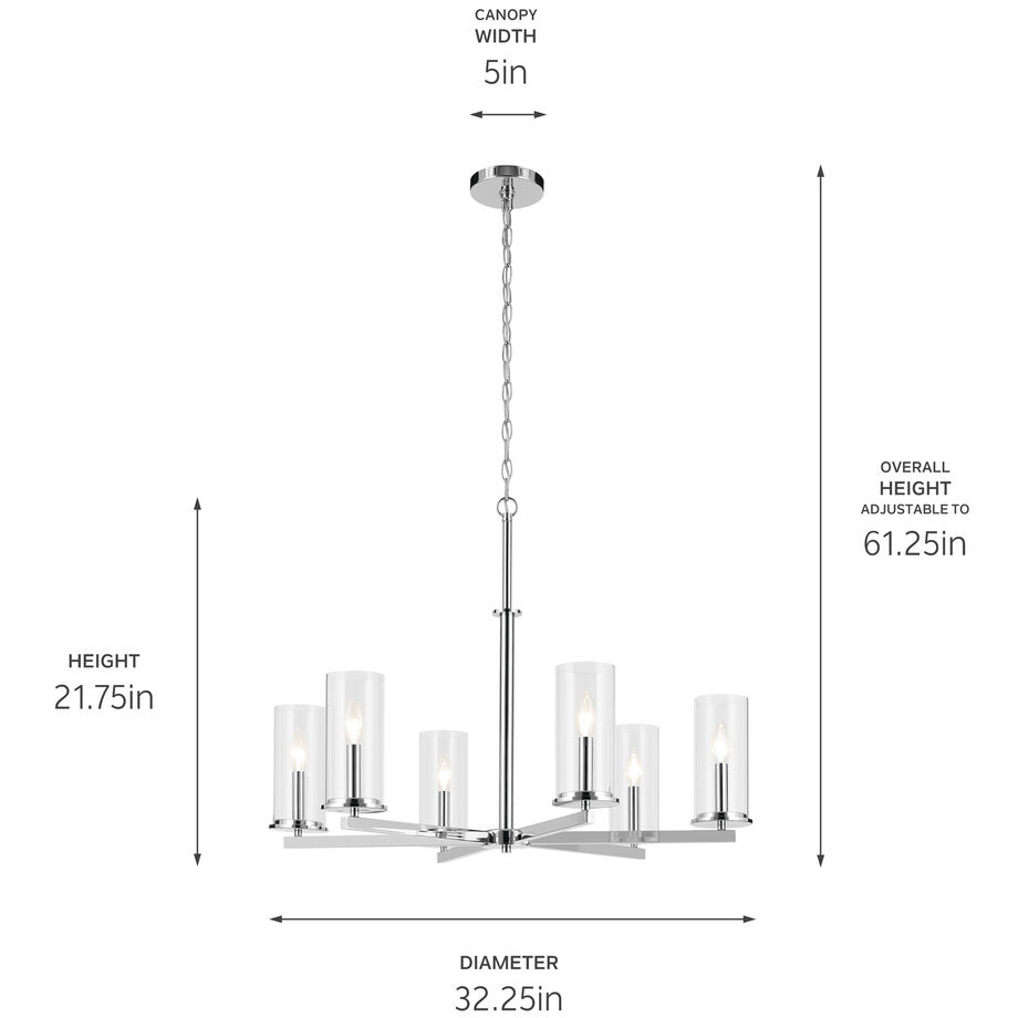 Crosby 6 Light Chrome Chandelier Ceiling Light