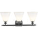 Ballston Ballston Cone LED 28 inch Matte Black Bath Vanity Light Wall Light in Matte White Glass
