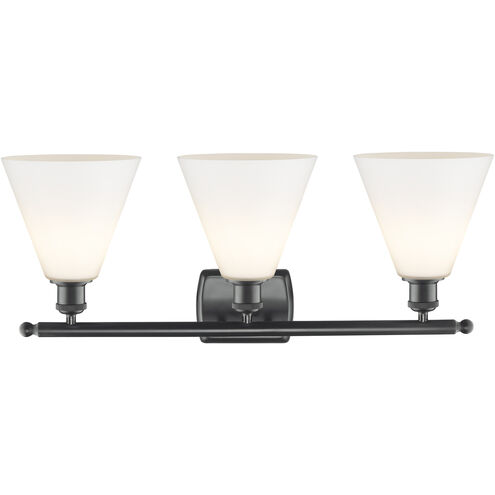 Ballston Ballston Cone LED 28 inch Matte Black Bath Vanity Light Wall Light in Matte White Glass