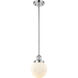 Ballston Beacon LED 6 inch Polished Chrome Pendant Ceiling Light in Matte White Glass, Ballston