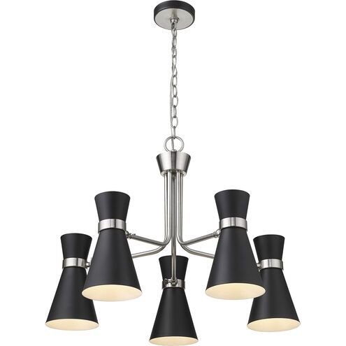 Soriano 5 Light 27 inch Matte Black and Brushed Nickel Chandelier Ceiling Light