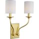 Bonita 2 Light 14 inch Satin Brass Wall Sconce Wall Light, Design Series