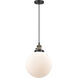 Franklin Restoration Beacon 1 Light 10 inch Black Antique Brass Mini Pendant Ceiling Light in Incandescent, Matte White