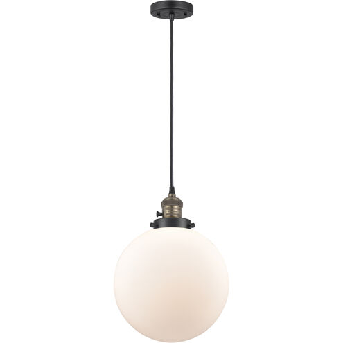 Franklin Restoration Beacon 1 Light 10 inch Black Antique Brass Mini Pendant Ceiling Light in Incandescent, Matte White