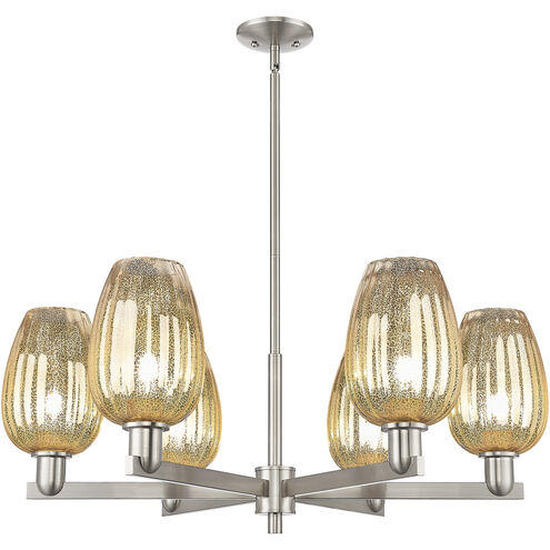 Preston 6 Light 23.88 inch Satin Nickel Chandelier Ceiling Light in Mercury Glass