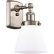 Ballston Small Cone 1 Light 6 inch Brushed Satin Nickel Sconce Wall Light in Matte White Glass, Ballston