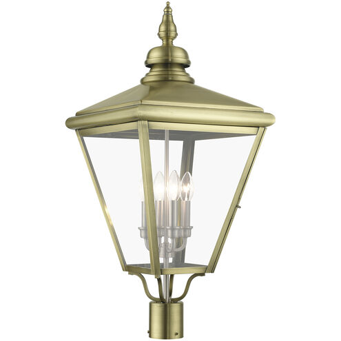 Adams 4 Light 31.5 inch Antique Brass with Brushed Nickel Finish Cluster Outdoor Extra Large Post Top Lantern