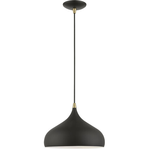 Amador 1 Light 12 inch Textured Black with Antique Brass Accents Pendant Ceiling Light