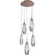 Aalto LED 19.8 inch Burnished Bronze Chandelier Ceiling Light in Optic Rib Smoke, 2700K LED, Round Multi-Port