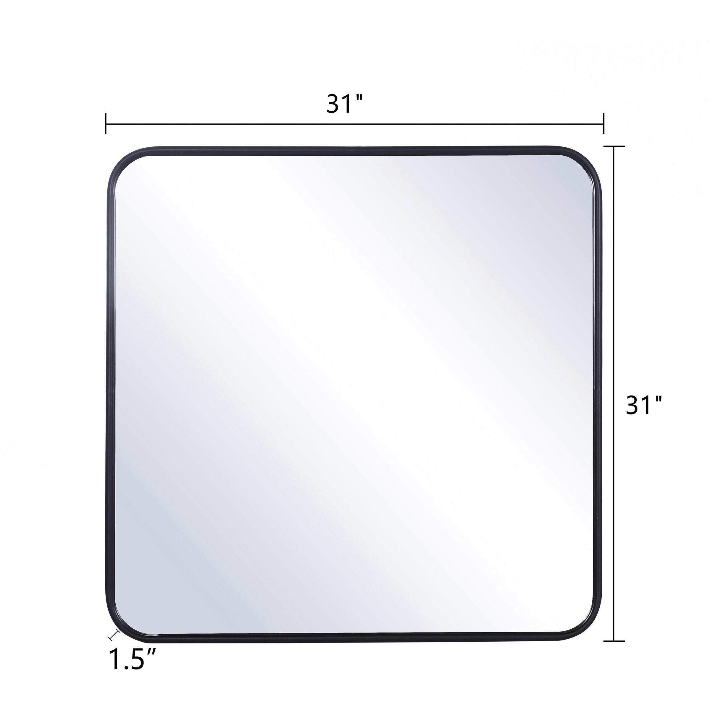 Gemma 32 X 32 inch Glossy Black Metal Finish Wall Mirror