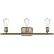 Ballston Bare Bulb 3 Light 26 inch Antique Brass Bath Vanity Light Wall Light in Incandescent, No Shade, Ballston