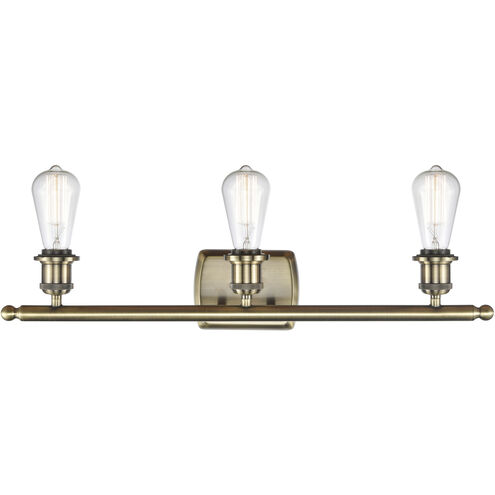 Ballston Bare Bulb 3 Light 26 inch Antique Brass Bath Vanity Light Wall Light in Incandescent, No Shade, Ballston