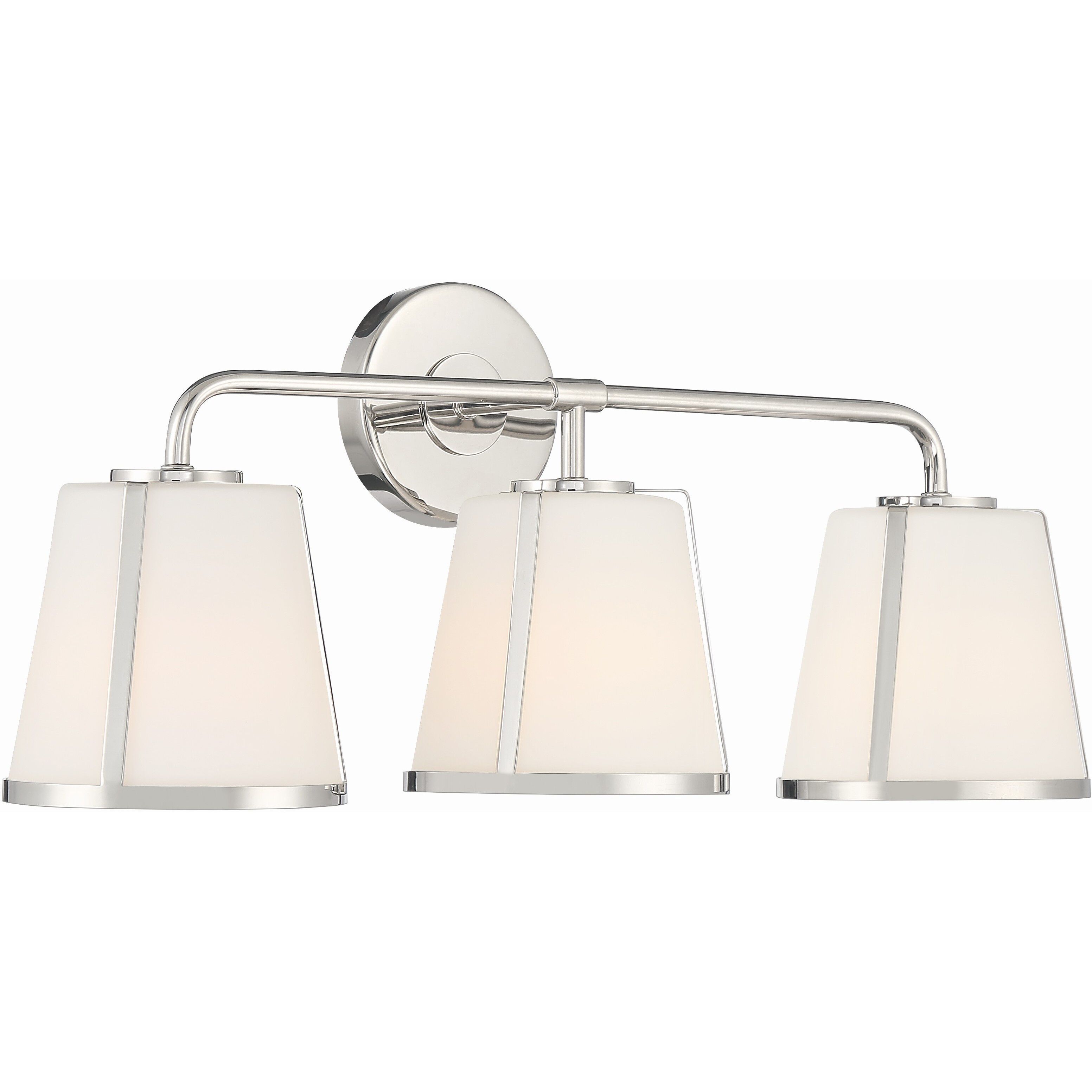 Fulton Bath Vanity Light Wall Light in Polished Nickel, White