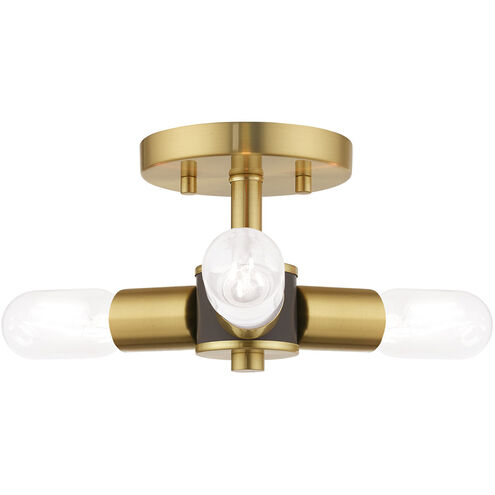Copenhagen 3 Light 14 inch Satin Brass Semi-Flush Mount Ceiling Light