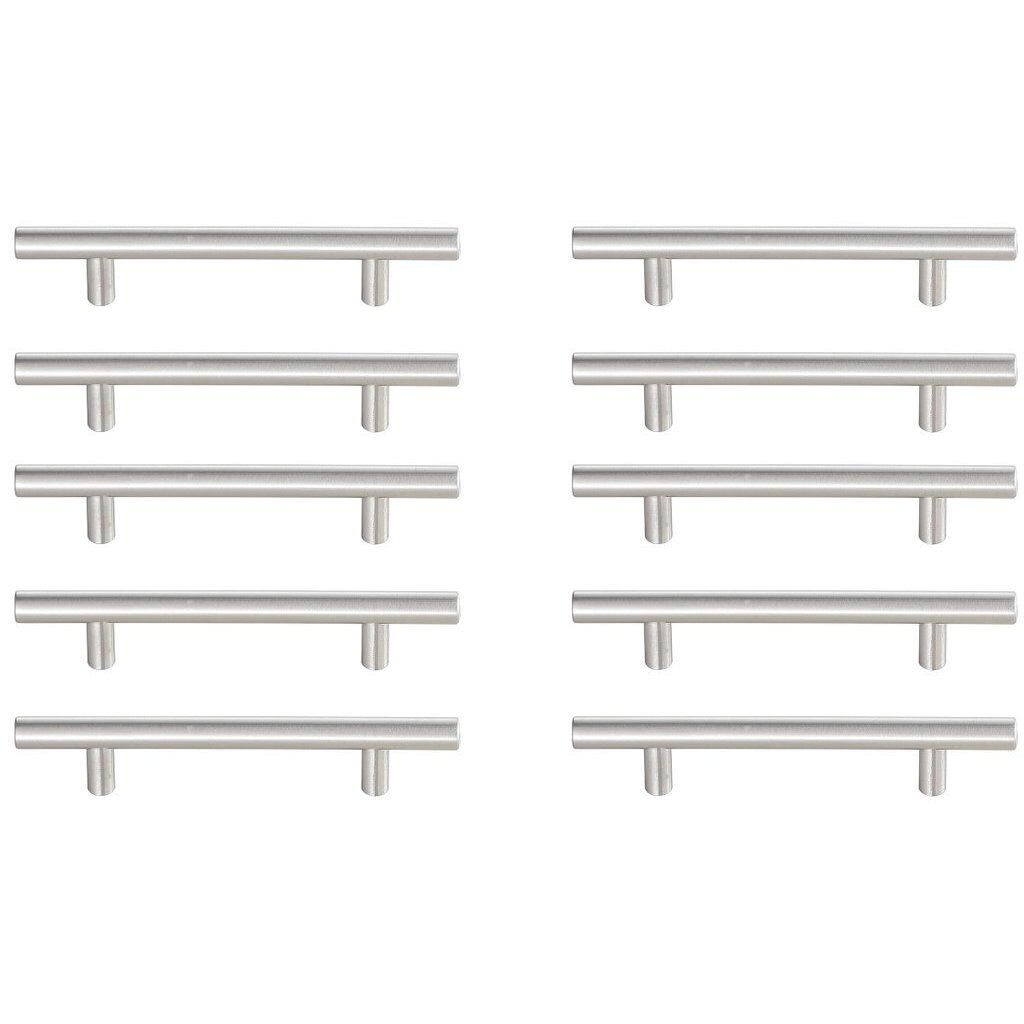 Quinn Brushed Nickel Hardware Drawer Pull in 4in Center to Center Bar, Set of 10