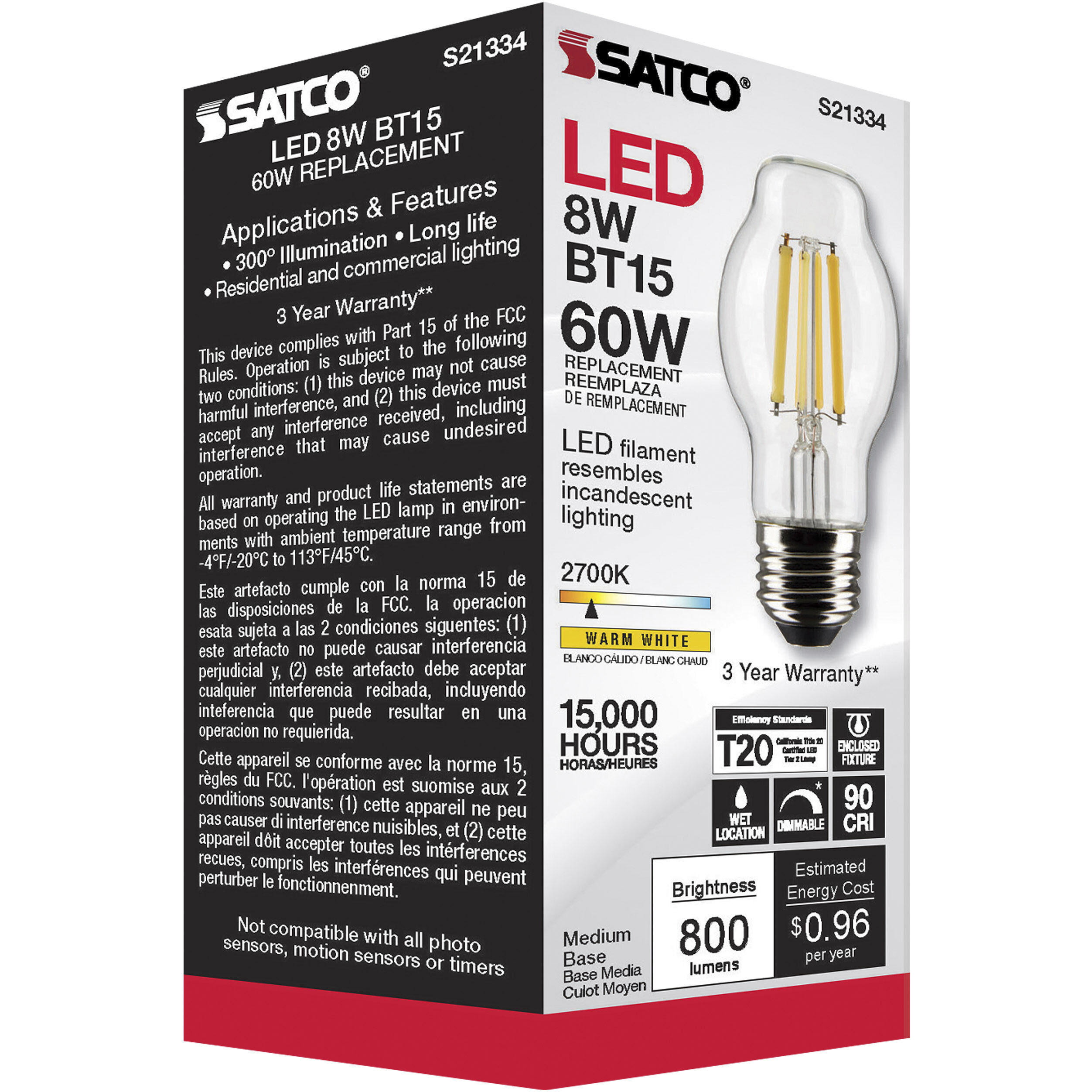 Lumos LED Medium Medium 8.00 watt 2700K LED Filament