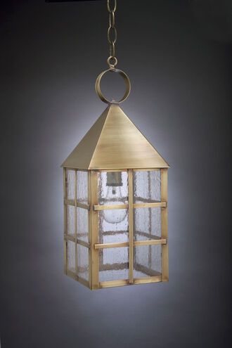 York 1 Light 7 inch Antique Brass Outdoor Ceiling Light in One 75W Medium, Seedy Marine Glass