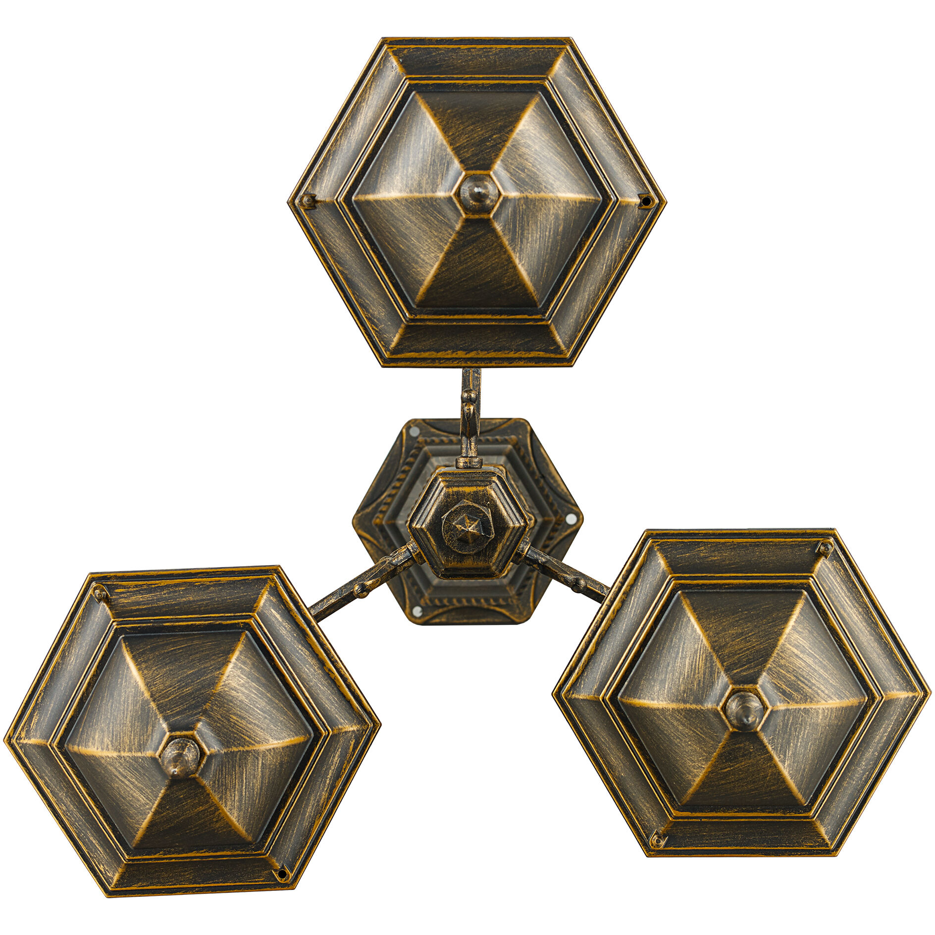 Signature 3 Light 96 inch Black Gold Lamp Post 