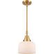 Franklin Restoration X-Large Bell 1 Light 12 inch Satin Gold Mini Pendant Ceiling Light in Matte White Glass