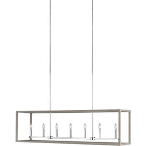 Moffet Street 7 Light 54 inch Washed Pine Island Pendant Ceiling Light