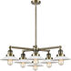 Franklin Restoration Halophane 6 Light 32 inch Antique Brass Chandelier Ceiling Light in Incandescent, Matte White Halophane Glass, Franklin Restoration