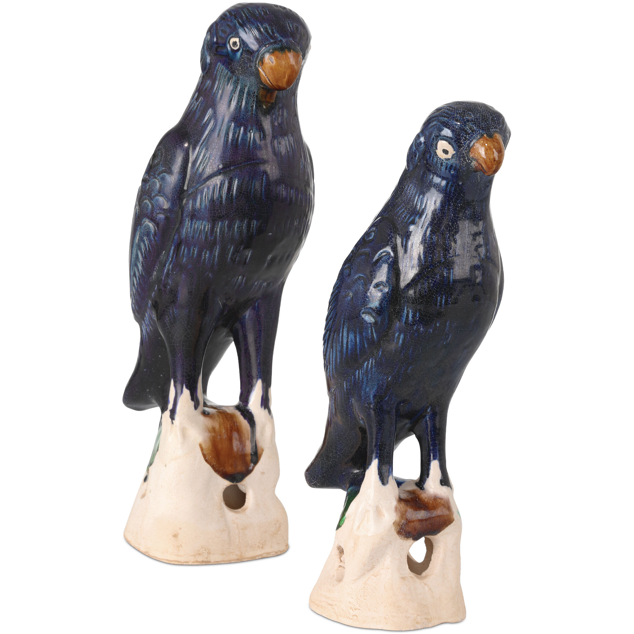 Tang Dynasty Parrots 12 X 6.25 inch Parrot Sculptures, Set of 2