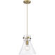 Downtown Urban Newton Cone 1 Light 10 inch Brushed Brass Pendant Ceiling Light in Clear