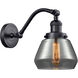 Franklin Restoration Fulton LED 7 inch Matte Black Sconce Wall Light in Plated Smoke Glass, Franklin Restoration