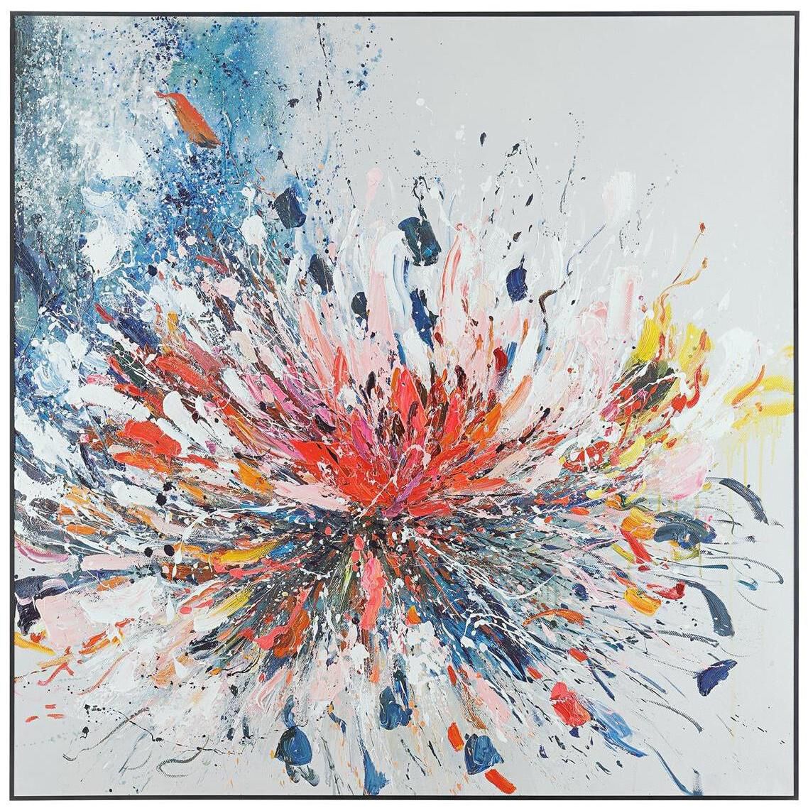 Awu's Floral Fireworks 51 X 51 inch Oils and Original Art