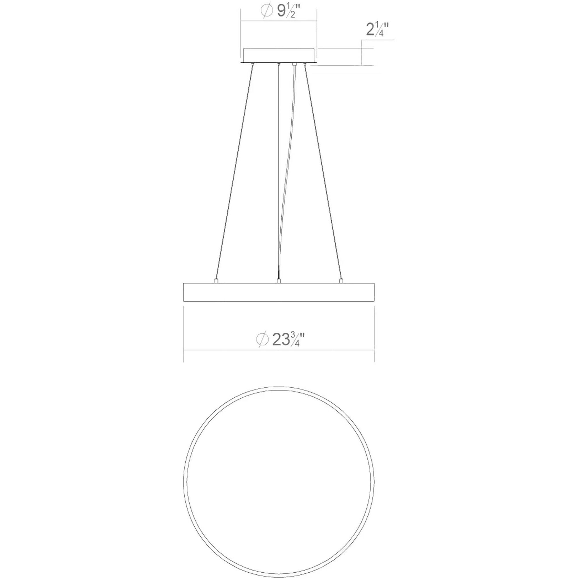 Pi LED 24 inch Bright Satin Aluminum Pendant Ceiling Light