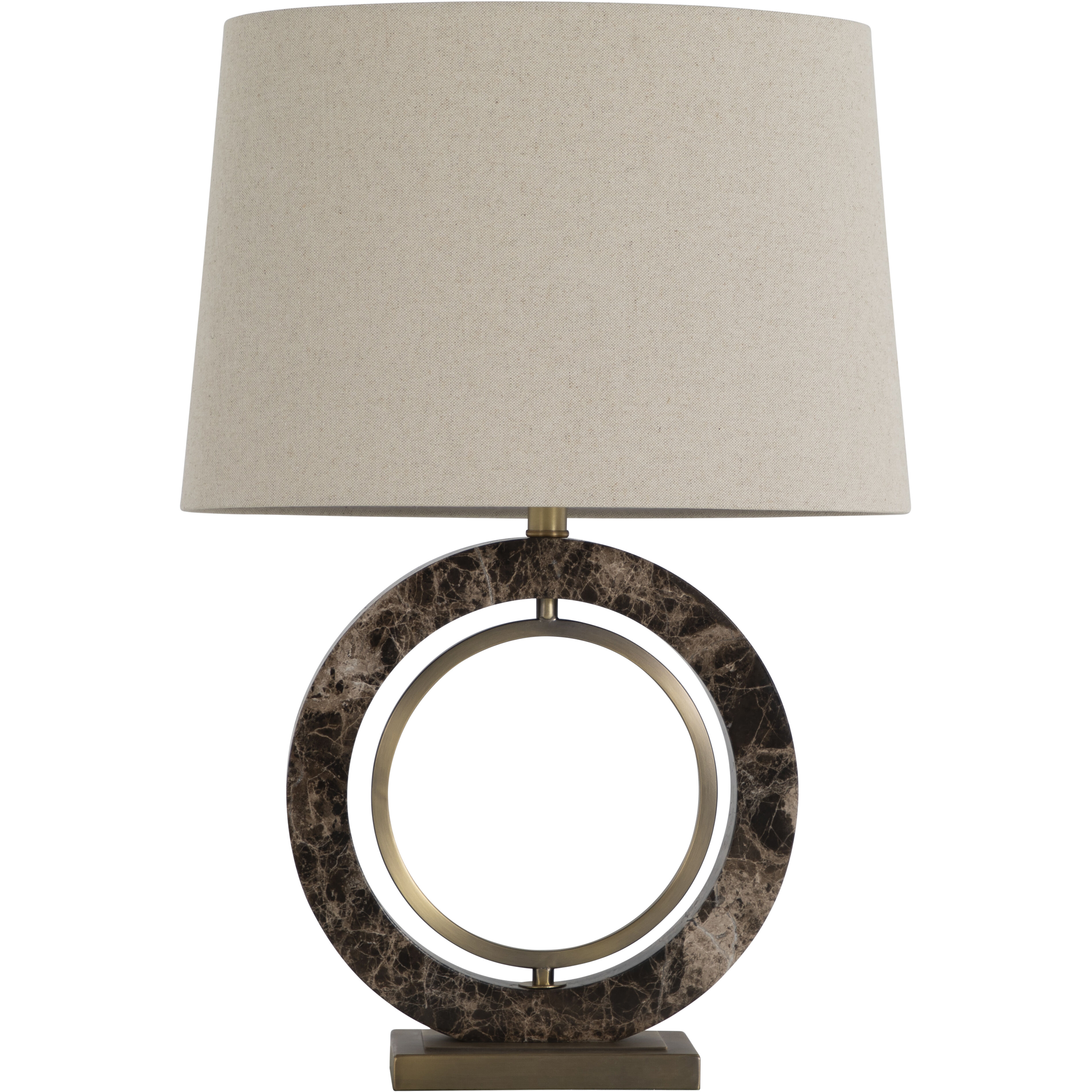 Janelle 26.75 inch Matte Antique Brass and White Linen with Dark Emperora Marble Table Lamp Portable Light